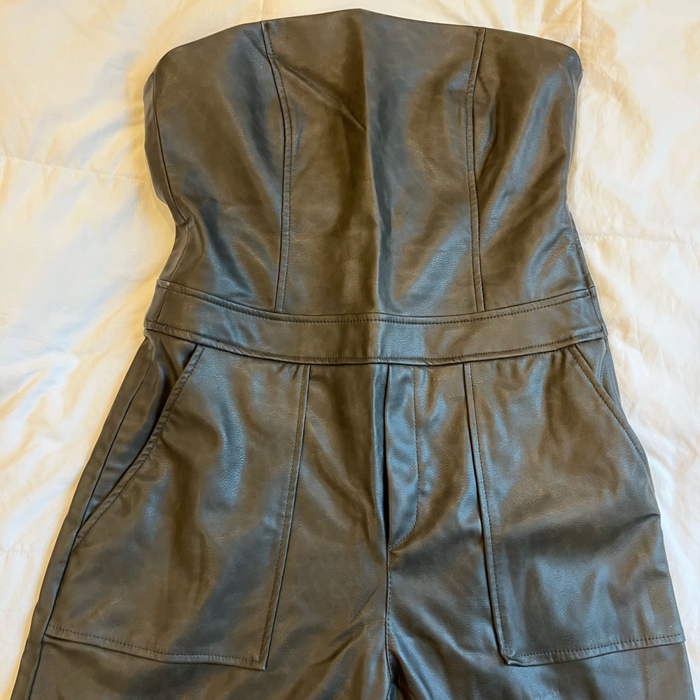 Zara Leather Cargo Jumpsuit